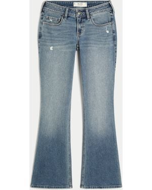 Hollister Low-rise Distressed Medium Wash Bootcut Jeans - Blue