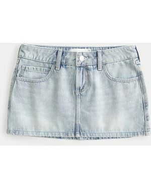Hollister Curvy Low-rise Denim Mini Skort - Blue