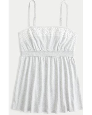 Hollister Easy Lace Trim Babydoll Top - White
