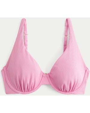Hollister Curvy Rib High Apex Underwire Bikini Top - Pink