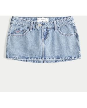 Hollister Ultra Low-rise Denim Icon Micro Mini Skort - Blue