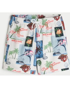 Hollister Mid-thigh Swim Trunks - Blue