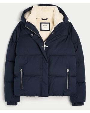Hollister Faux Fur-lined All-weather Puffer Jacket - Blue