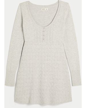 Hollister Babydoll-Pulloverkleid in Minilänge - Weiß