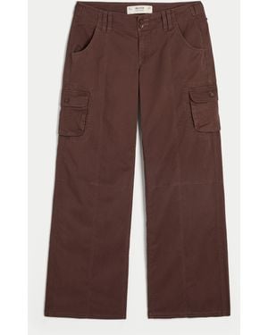 Hollister Adjustable Waist Low-rise Baggy Cargo Trousers - Brown