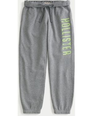 Hollister Fleece Logo Graphic Joggers - Grey