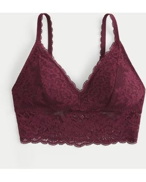 Hollister Lace Longline Triangle Bralette - Red