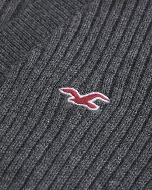 Hollister Langärmliger Babydoll-Pullover im Wickeldesign - Grau