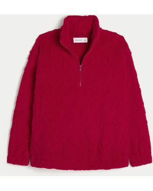 Hollister Gilly Hicks Sherpa Quarter-zip Sweatshirt - Red