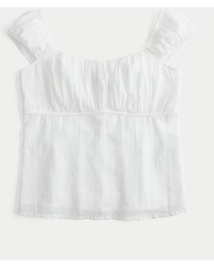 Hollister Ruched Babydoll Top - White