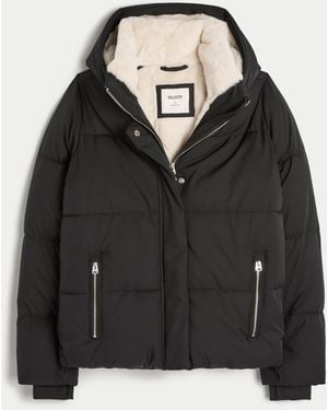 Hollister Faux Fur-lined All-weather Puffer Jacket - Black