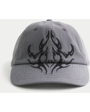 Hollister Tattoo Embroidery Baseball Hat - Grey