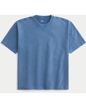 Hollister Boxy Heavyweight Washed Cotton Crew T-shirt - Blue