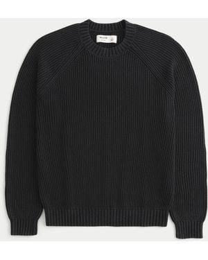 Hollister Boxy Washed Crew Jumper - Black