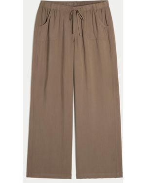 Hollister Pull-on Slub Trousers - Brown