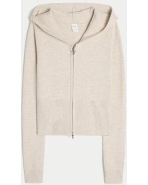 Hollister Gilly Hicks Zip-up Jumper Hoodie - Natural