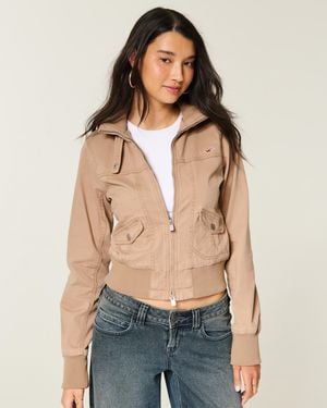 Hollister Twilljacke mit Reißverschluss - Natur