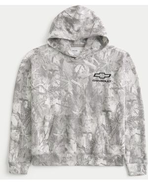 Hollister Kastiges Hoodie mit Camo Chevrolet-Grafik - Grau