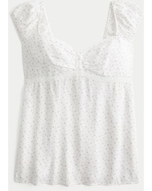 Hollister Cinch Bust Babydoll Top - White