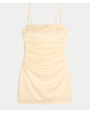 Hollister Satin Back Bow Bodycon Dress - Natural