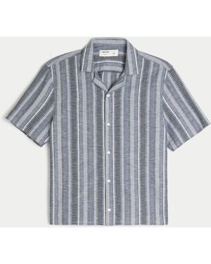 Hollister Boxy Short-sleeve Textural Shirt - Blue