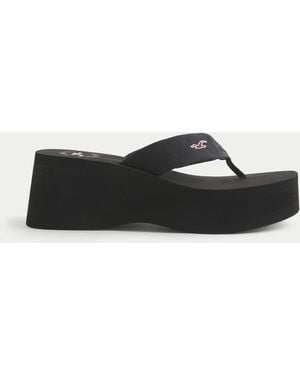 Hollister Platform Flip Flops - Black