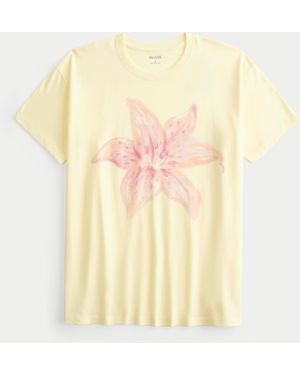 Hollister Oversized-Tee mit floraler Grafik - Gelb