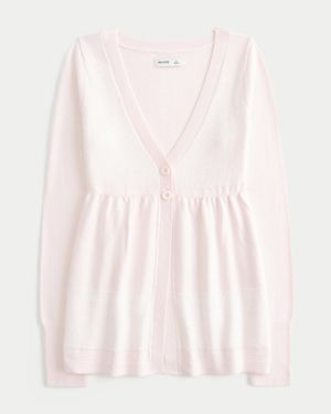 Hollister Long-sleeve Flyaway Babydoll Cardigan - Pink