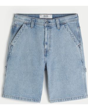 Hollister Light Wash Baggy Denim Painter Shorts - Blue