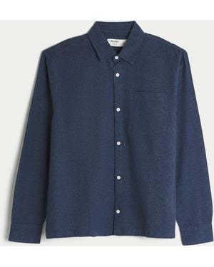 Hollister Long-sleeve Linen-blend Shirt - Blue