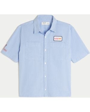 Hollister Boxy Oracle Red Bull Racing Graphic Workwear Shirt - Blue