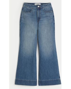Hollister Ultra High-rise Medium Wash Wide-leg Jeans - Blue