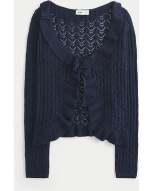 Hollister Ruffle Tie-front Cardigan - Blue