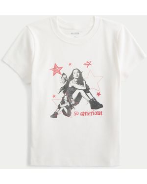 Hollister Ribbed Olivia Rodrigo So American Graphic Baby Tee - White
