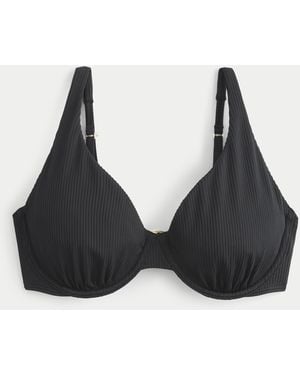 Hollister Curvy High Apex Ribbed Underwire Bikini Top - Black