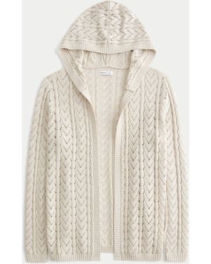 Hollister Stitchy Hooded No-close Cardigan - Natural