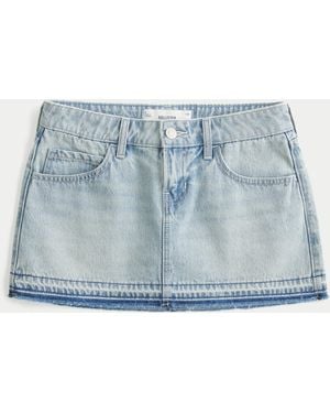 Hollister Low-rise Light Wash Denim Mini Skort - Blue