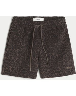 Hollister Mid-thigh Loose Fleece Shorts - Grey