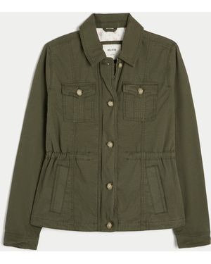 Hollister Twill Y2k Military Jacket - Green