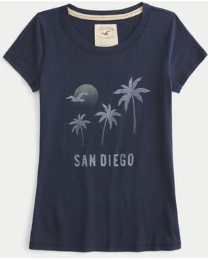 Hollister San Diego Logo Graphic Baby Tee - Blue