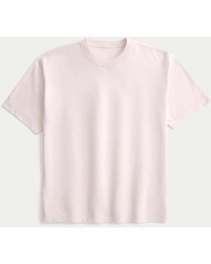 Hollister Boxy Heavyweight Cotton Crew T-shirt - Pink