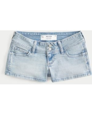 Hollister Ultra Low-rise Light Wash Denim Shortie Shorts - Blue