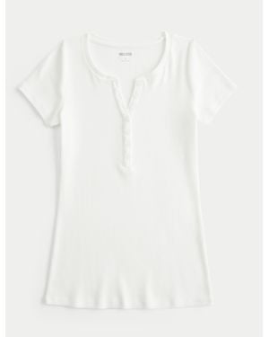 Hollister Short-sleeve Henley - White