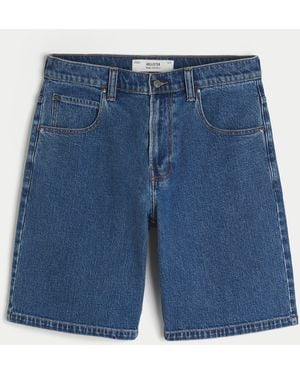 Hollister Medium Wash Baggy Denim Shorts - Blue