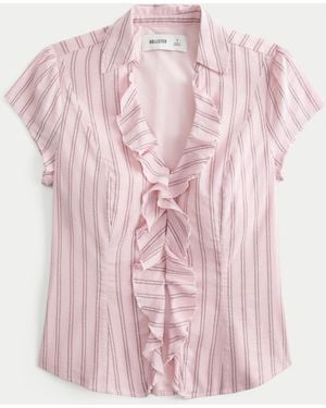 Hollister Short-sleeve Ruffle Shirt - Pink
