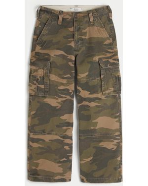 Hollister Camo Super Baggy Cargo Trousers - Green