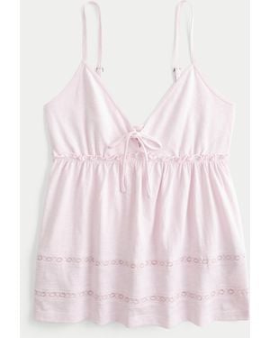 Hollister Easy Tie Front Babydoll Top - Pink
