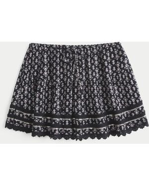 Hollister Lace Hem Mini Skort - Black