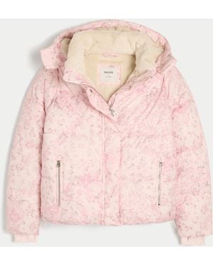 Hollister Faux Fur-lined Puffer Jacket - Pink