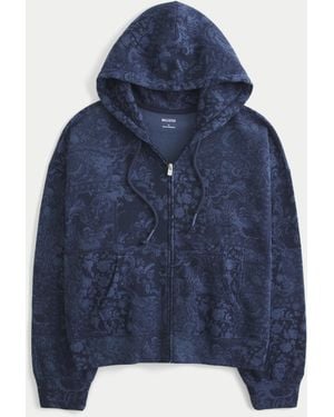 Hollister Easy Pattern Zip-up Hoodie - Blue